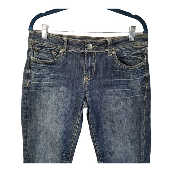 Vigold Skinny Jeans Women's Size 7 Low Rise Faded Whiskered Slub Denim Y2K - Picture 4 of 11